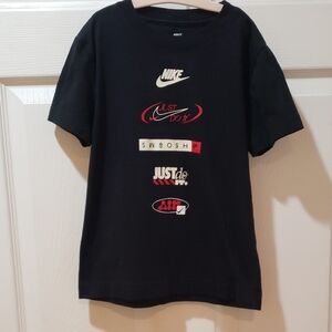 Nike Kids Black Tee with Red and White Graphics. Size 6-7 Yr old